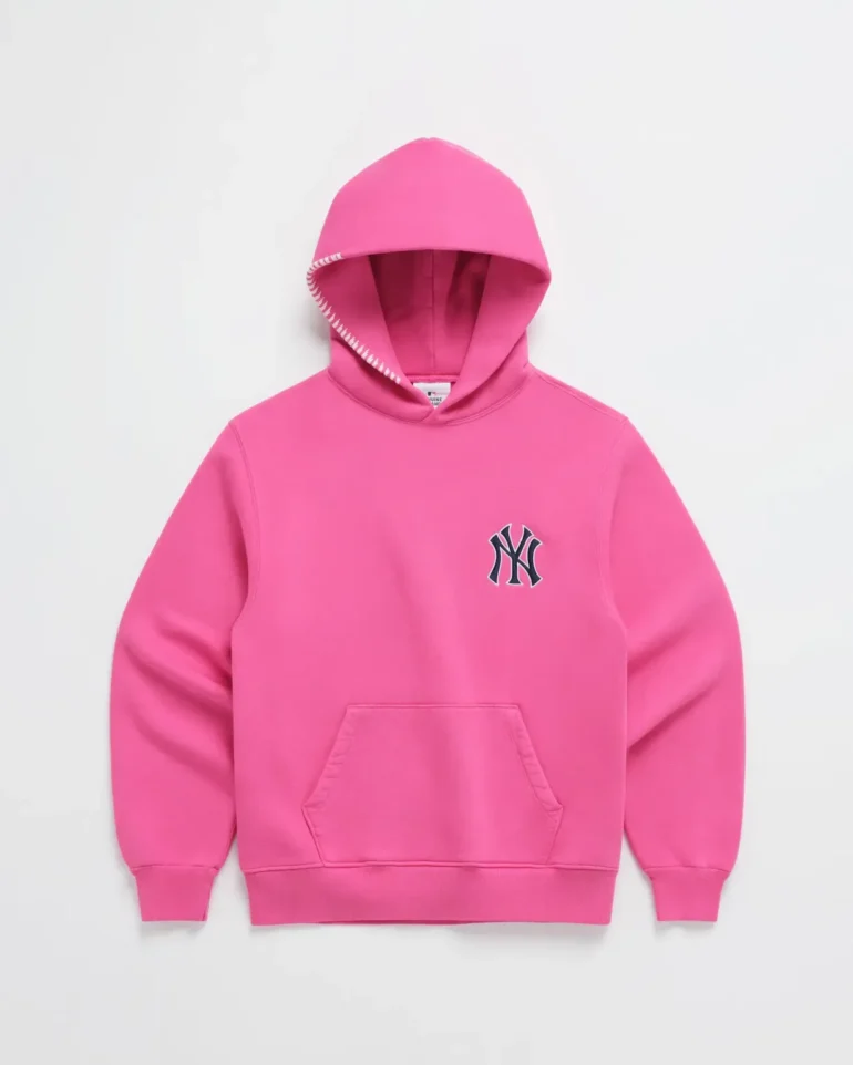 Madhappy Yankees Embroidered Fleece Pink Hoodie