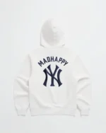 White Madhappy Yankees Embroidered Fleece Hoodie