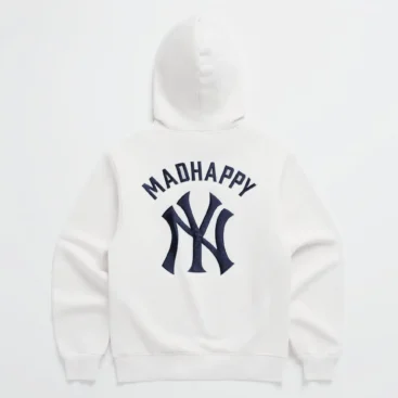 White Madhappy Yankees Embroidered Fleece Hoodie